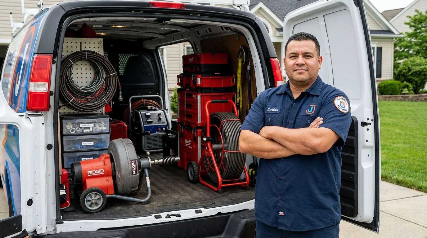 Professional drain cleaning equipment and Johns Plumbing LLC plumber in Spring Hill