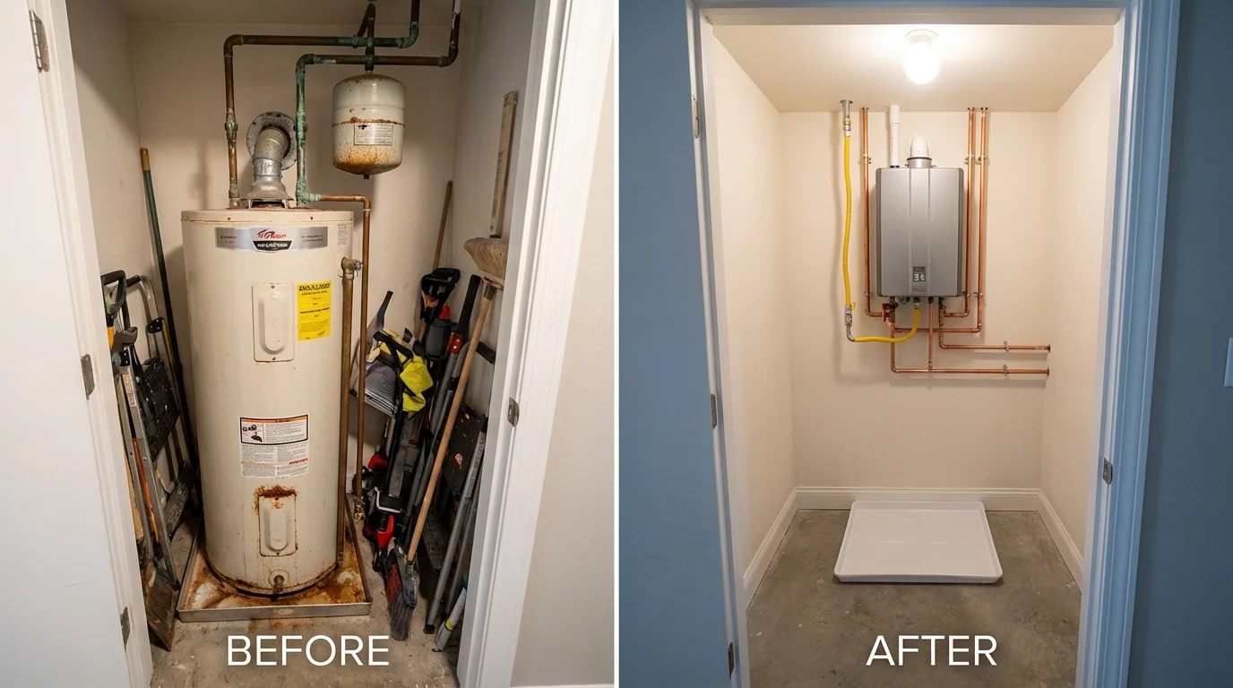 Tank water heater versus wall-mounted tankless unit comparison for Spring Hill, FL homeowners