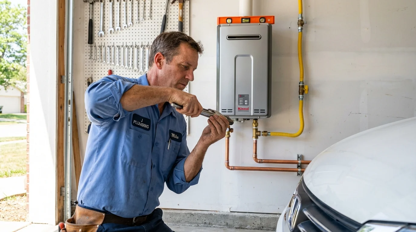 Tankless water heater installation by a Johns Plumbing LLC plumber in Spring Hill