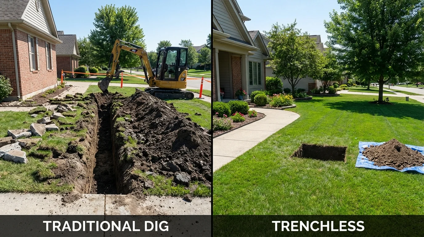 Trenchless sewer repair with minimal yard damage versus traditional excavation in Spring Hill, FL